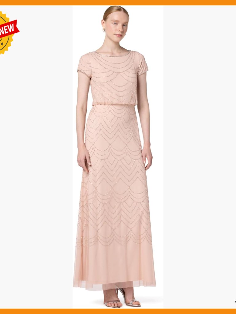 Short Sleeve Beaded Blouson Formal Gown Mother Bride Dress